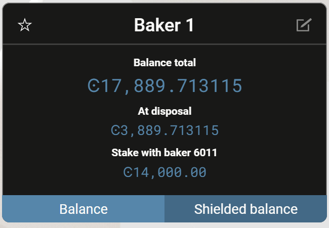 dark screen showing balance details for one account