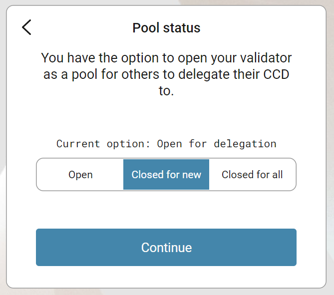 screen showing staking pool options