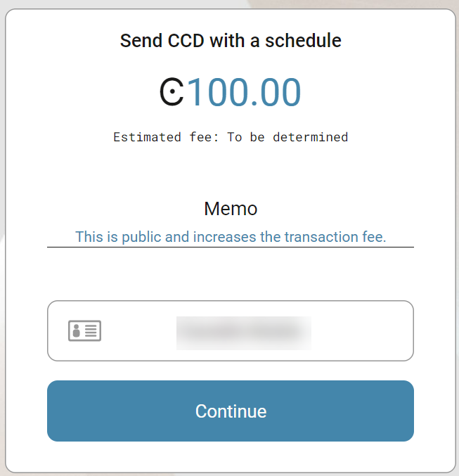 transaction screen with amount for scheduled transfer
