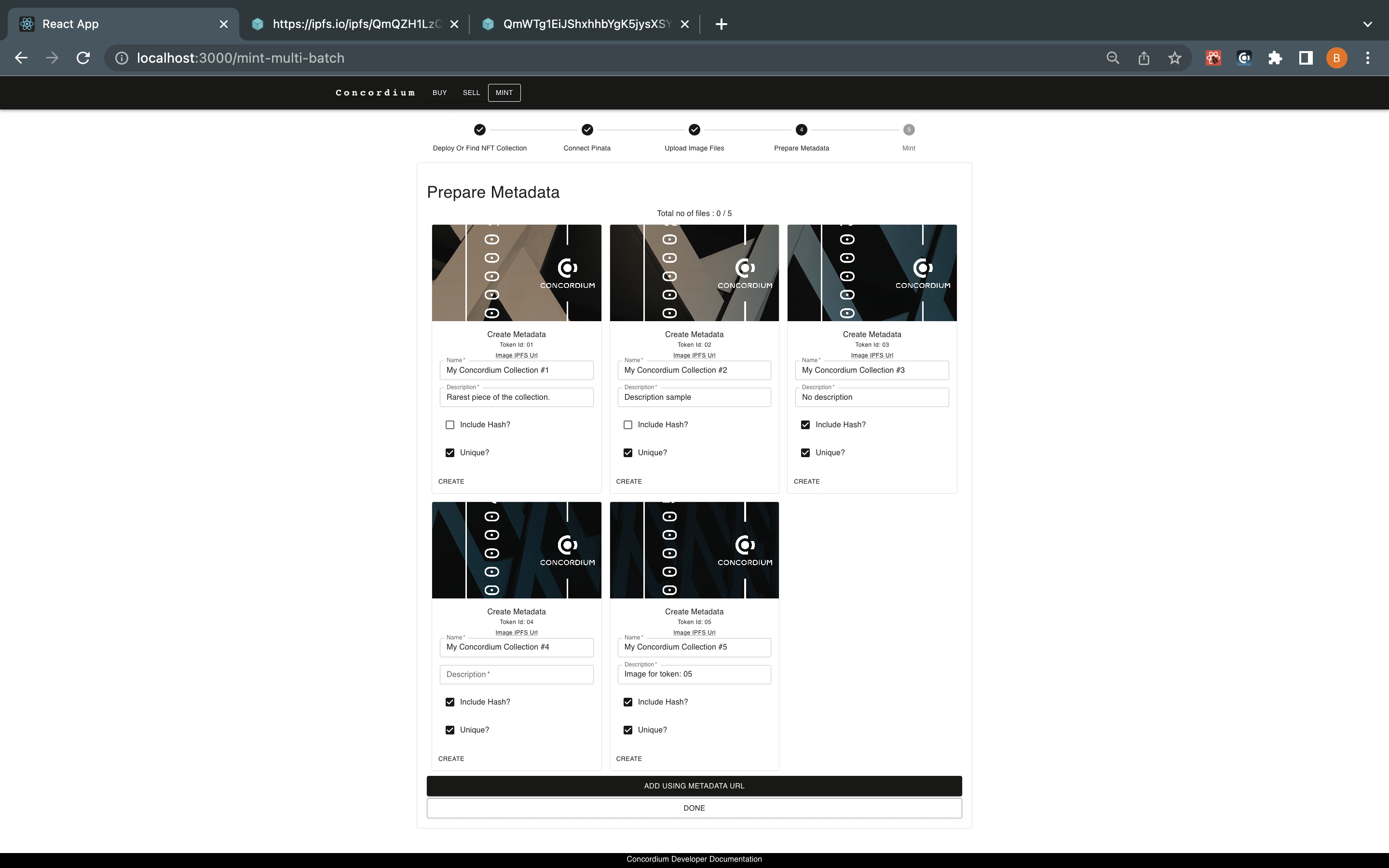 marketplace web page with images and metadata