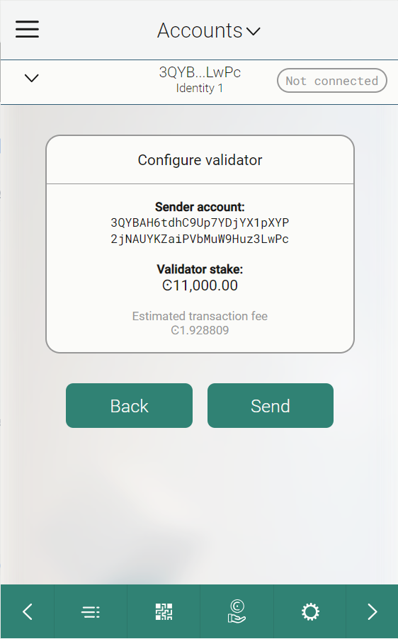 screen showing transaction receipt